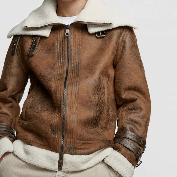 zara double faced jacket brown